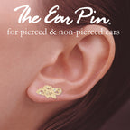 Ear Climber Earrings Diamond Accent - Ear Pin Earrings with Diamond Accent Vine in 18k Gold Over Sterling Silver – Diamond Ear Crawler Earrings Shown On the Ear Rising Up the Ear