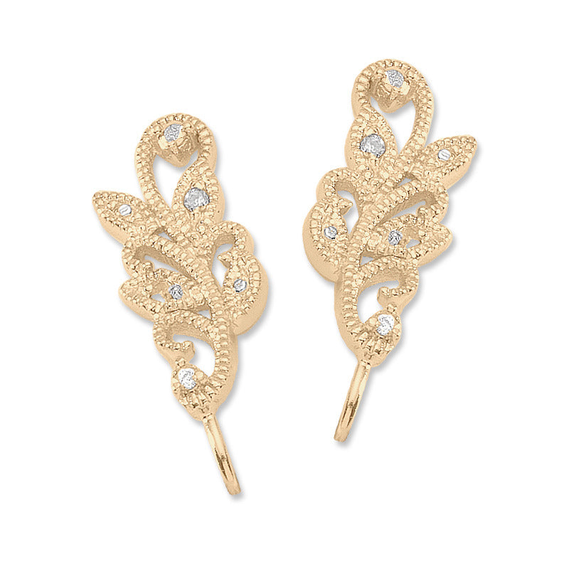 Ear Climber Earrings Diamond Accent - Ear Pin Earrings with Diamond Accent Vine in 18k Gold Over Sterling Silver – Diamond Ear Crawler Earrings Product Shot Image