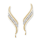 Gold Over Silver Diamond Accent Ear Pin Earrings