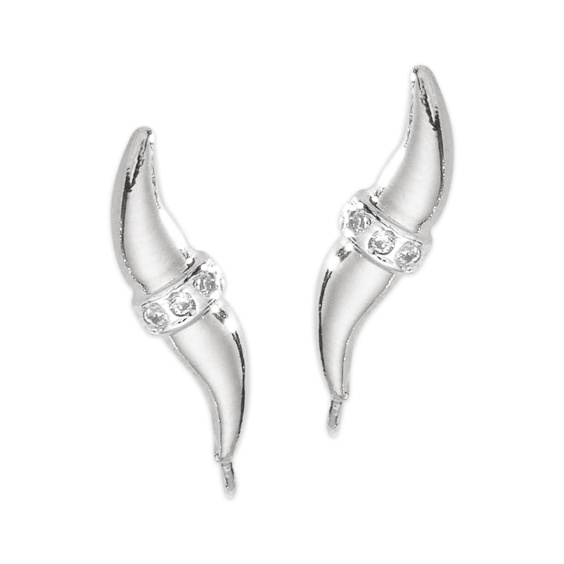 Ear Climber Earrings Diamond Accent - Ear Pin Earrings with Diamond Accent Cuff Center in Sterling Silver – Diamond Ear Crawler Earrings Product Shot Image Displaying the Left and Right Side

