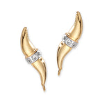 Ear Climber Earrings Diamond Accent - Ear Pin Earrings with Diamond Accent Cuff Center in 18k Gold Over Sterling Silver – Diamond Ear Crawler Earrings Product Shot Image Displaying the Left and Right Side