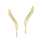 Gold Over Silver Channel Set Cubic Zirconia Ear Pin Earrings