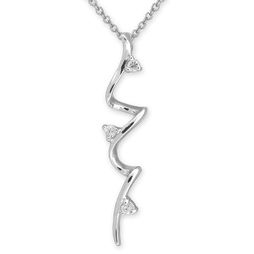  Cubic Zirconia Corkscrew Pendant with Chain