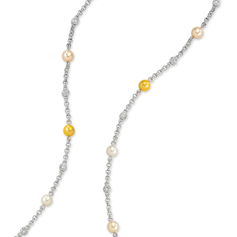 44 Inch Heavy Cubic Zirconia Silver Necklace