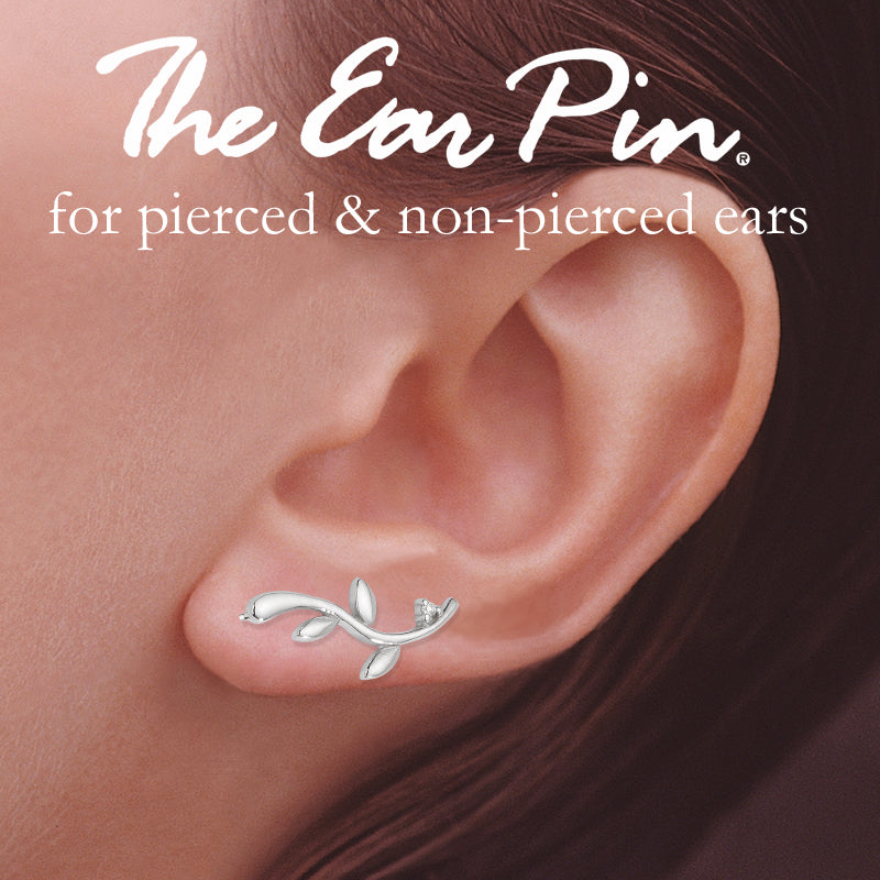 Vine Ear Pin Earrings in Silver