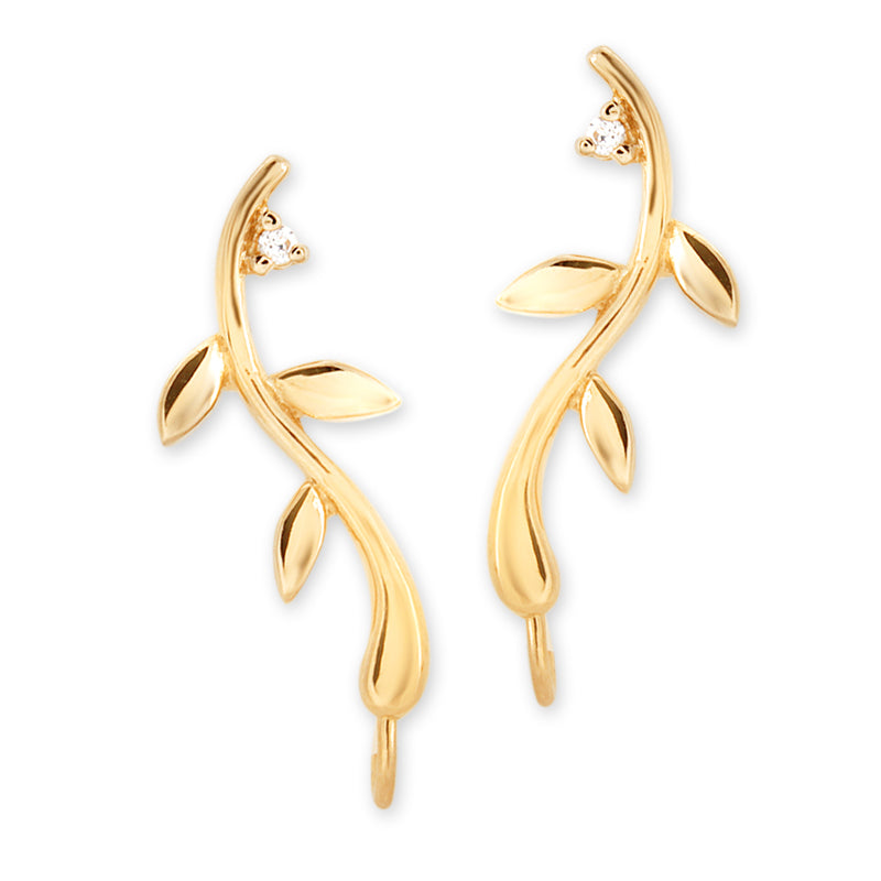 Vine Ear Pin Earrings in Silver