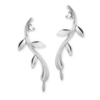 Vine CZ Silver Ear Pin Earrings