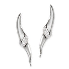 Sterling Silver Genuine Diamond Center Polished Cuff Ear Pin Earrings
