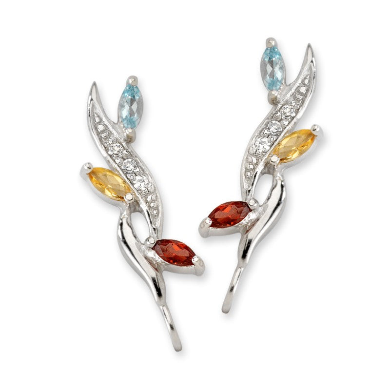 Diamond Accent Multi Gemstone Ear Pin Earrings