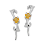 Citrine Silver Ear Pin Earrings