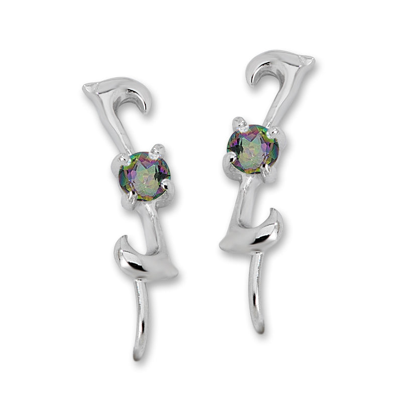 Mystic Topaz Silver Ear Pin Earrings