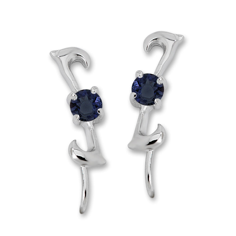 Passion Blue Topaz Silver Ear Pin Earrings