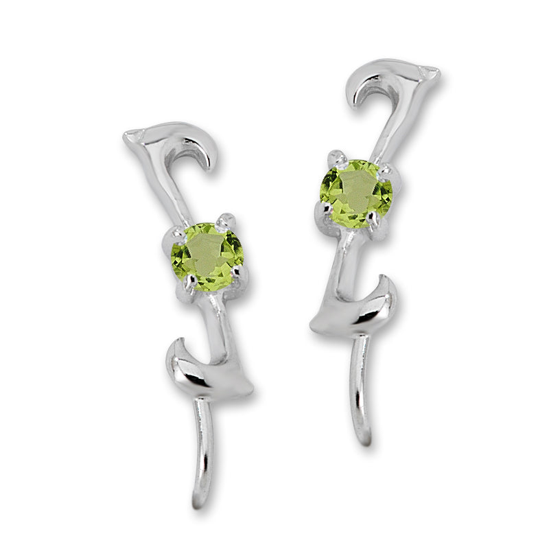 Peridot Silver Ear Pin Earrings