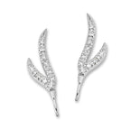 Sterling Silver Cubic Zirconia Double Wings Ear Pin Earrings 