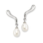 Tear Drop Pearl Silver Ear Pin Earrings