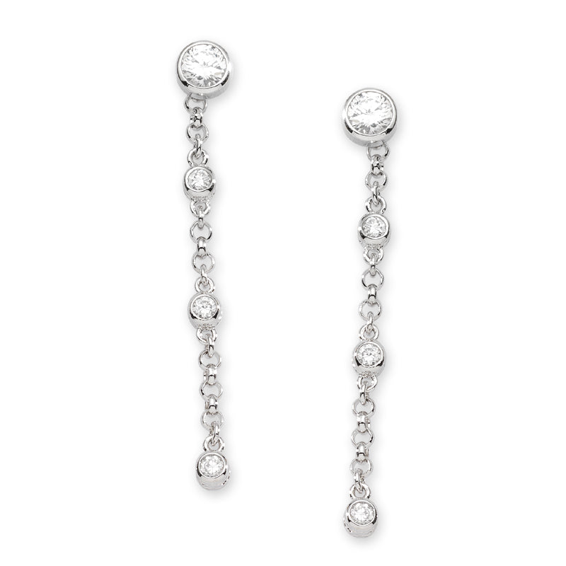 Sterling SIlver Cubic Zirconias Long Interchangeable Enhancers Earrings