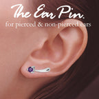 Silver Ear Climber Earrings - Gemstone Polished Teardrop Solitaire - Ear Pin - Sterling Silver