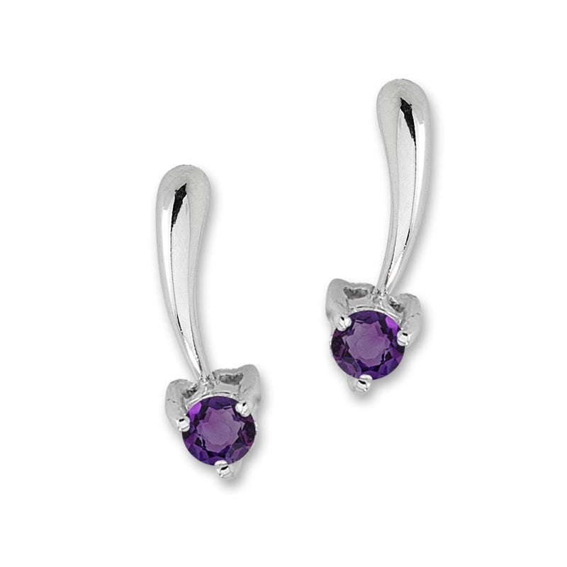 Silver Ear Climber Earrings - Gemstone Polished Teardrop Solitaire - Ear Pin - Sterling Silver