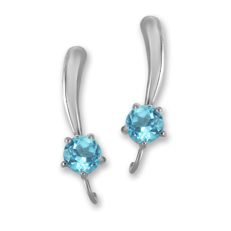 Silver Ear Climber Earrings - Gemstone Polished Teardrop Solitaire - Ear Pin - Sterling Silver