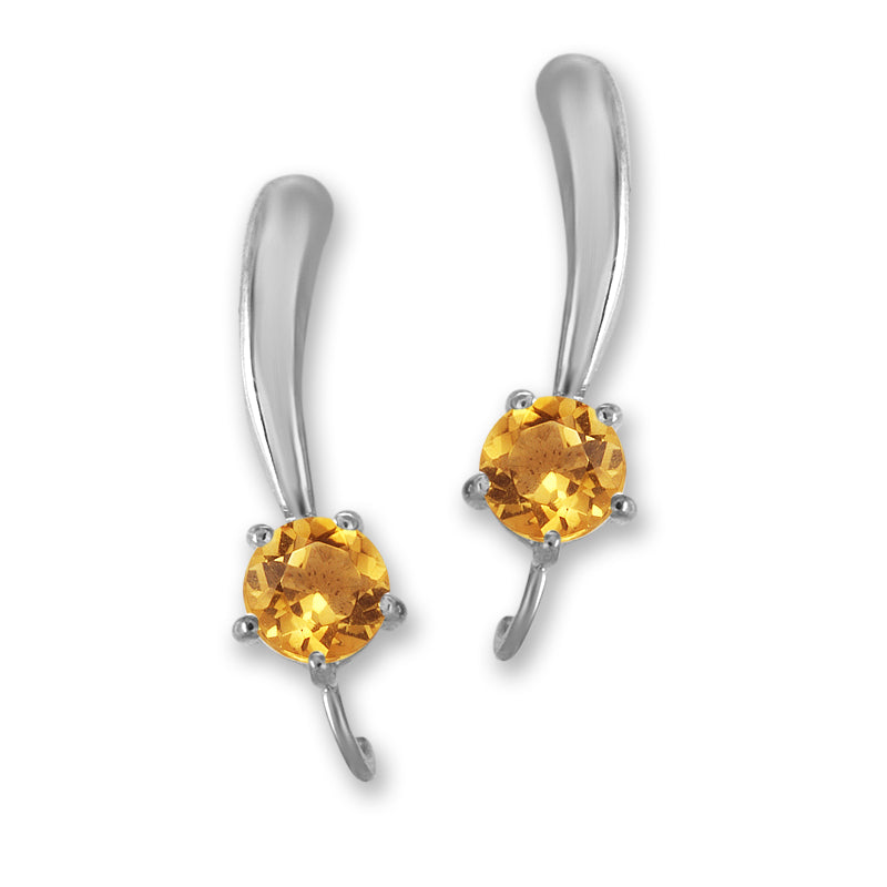 Silver Ear Climber Earrings - Gemstone Polished Teardrop Solitaire - Ear Pin - Sterling Silver
