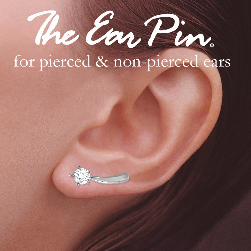Cubic Zirconia Silver Ear Pin Earrings