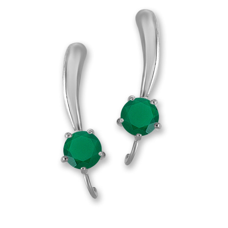 Silver Ear Climber Earrings - Gemstone Polished Teardrop Solitaire - Ear Pin - Sterling Silver
