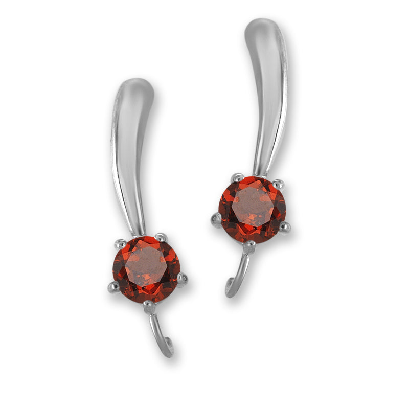 Silver Ear Climber Earrings - Gemstone Polished Teardrop Solitaire - Ear Pin - Sterling Silver