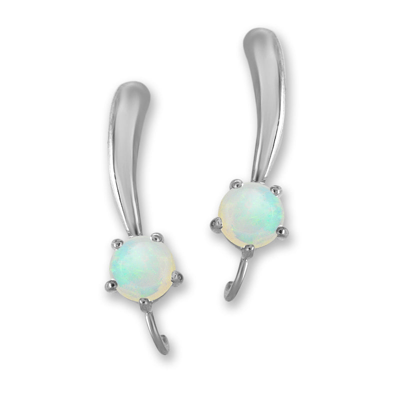 Silver Ear Climber Earrings - Gemstone Polished Teardrop Solitaire - Ear Pin - Sterling Silver