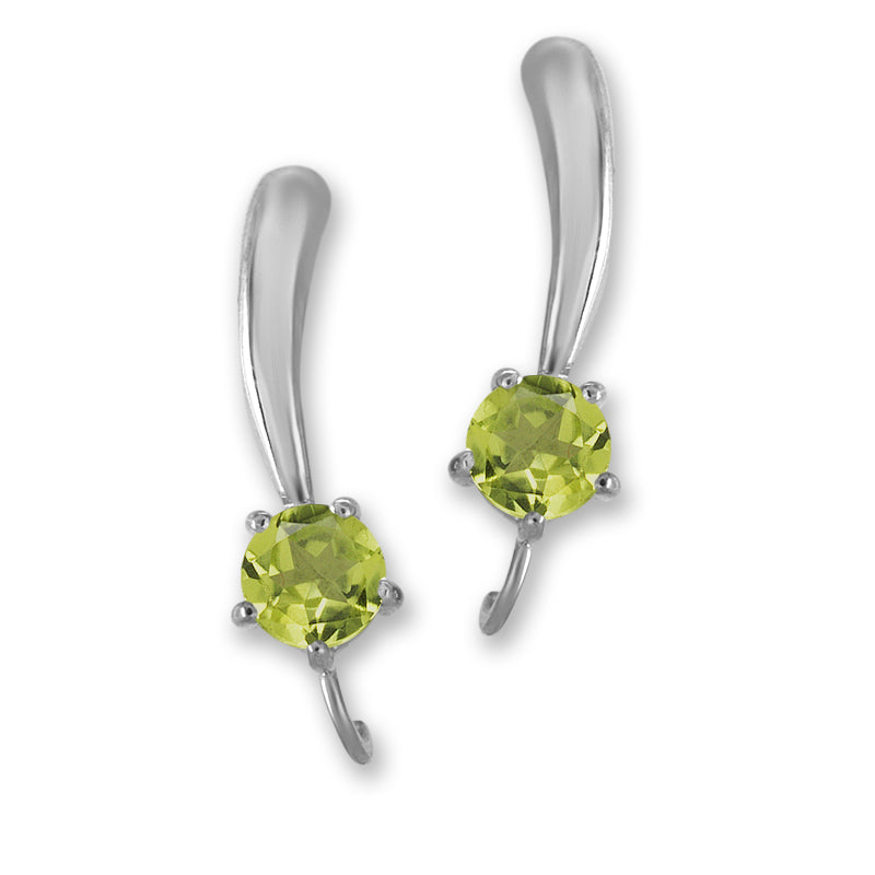 Silver Ear Climber Earrings - Gemstone Polished Teardrop Solitaire - Ear Pin - Sterling Silver