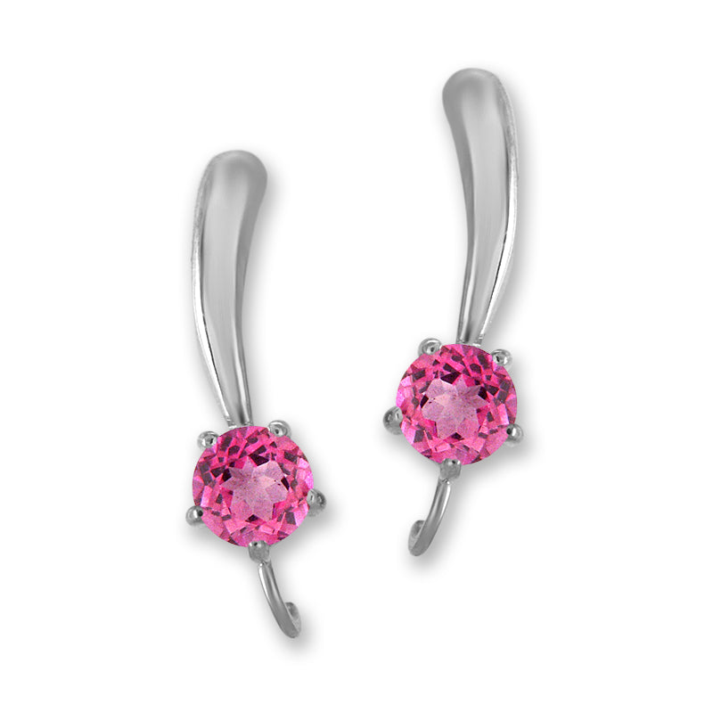 Silver Ear Climber Earrings - Gemstone Polished Teardrop Solitaire - Ear Pin - Sterling Silver