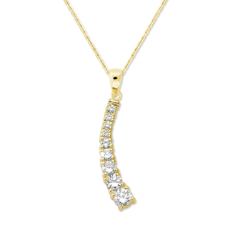 1 Carat Twt. Graduating CZs Journey Pendant in 18k Gold Over Silver