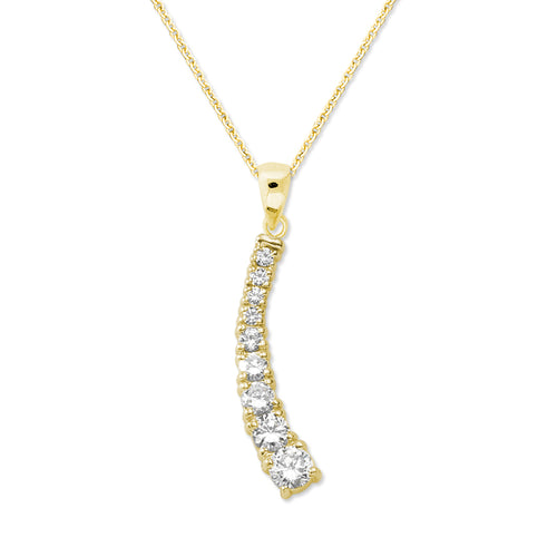1 Carat Twt. Graduating CZs Journey Pendant in 18k Gold Over Silver