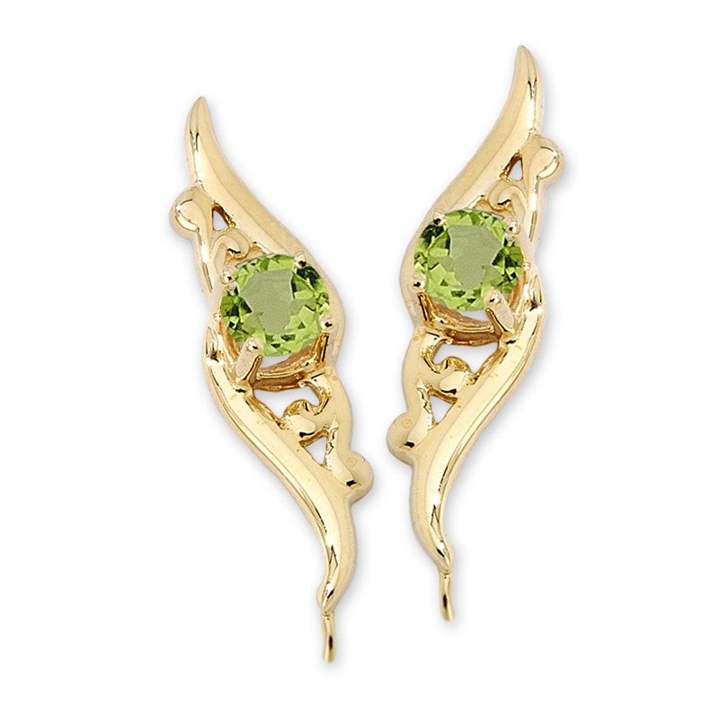 Peridot Gold Over Silver Ear Pin Earrings
