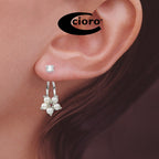 Front to Back Earrings - Silver Pearl Cluster Cubic Zirconia Cioro Illusion Earrings