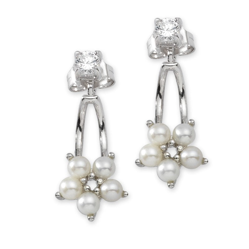 Pearls and CZ Clusters Cioro Earrings