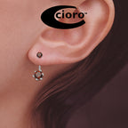 Silver Classic Round Garnet Cioro Illusion Twisted Rope Earrings