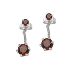 Silver Classic Round Garnet Cioro Illusion Twisted Rope Earrings
