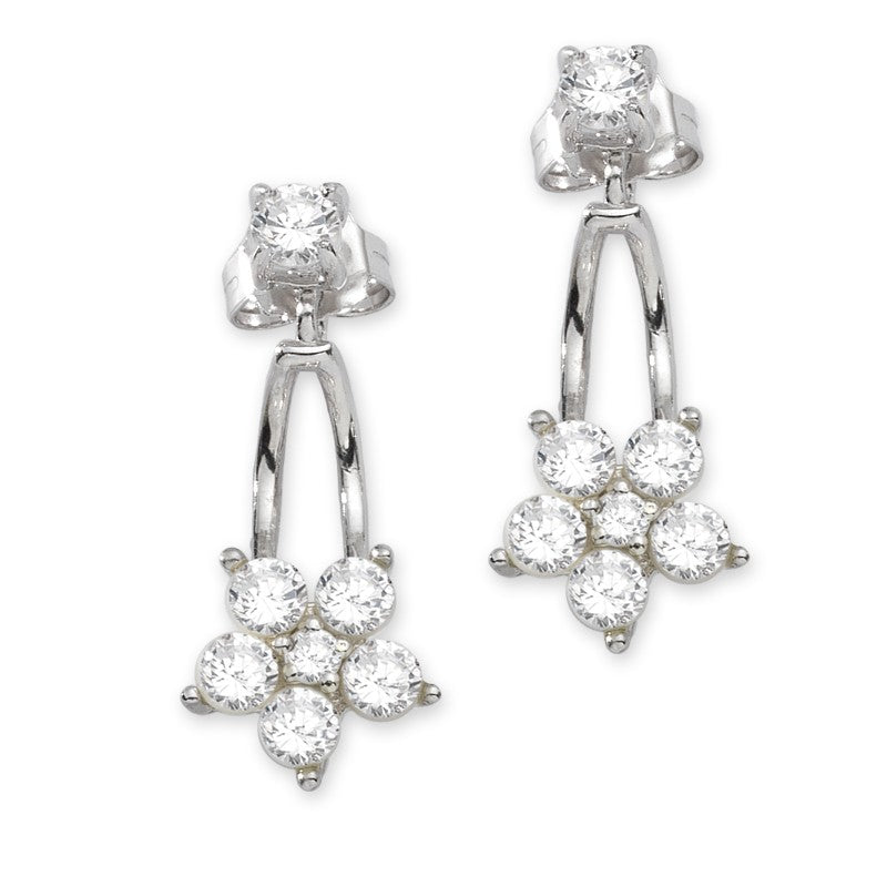 Cubic Zirconia Flower Drop Cioro Earrings