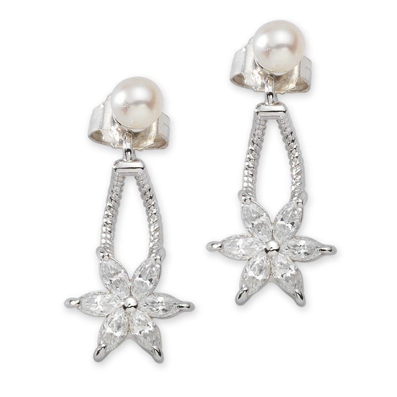 Marquise CZ Flower Drop Cioro Earrings