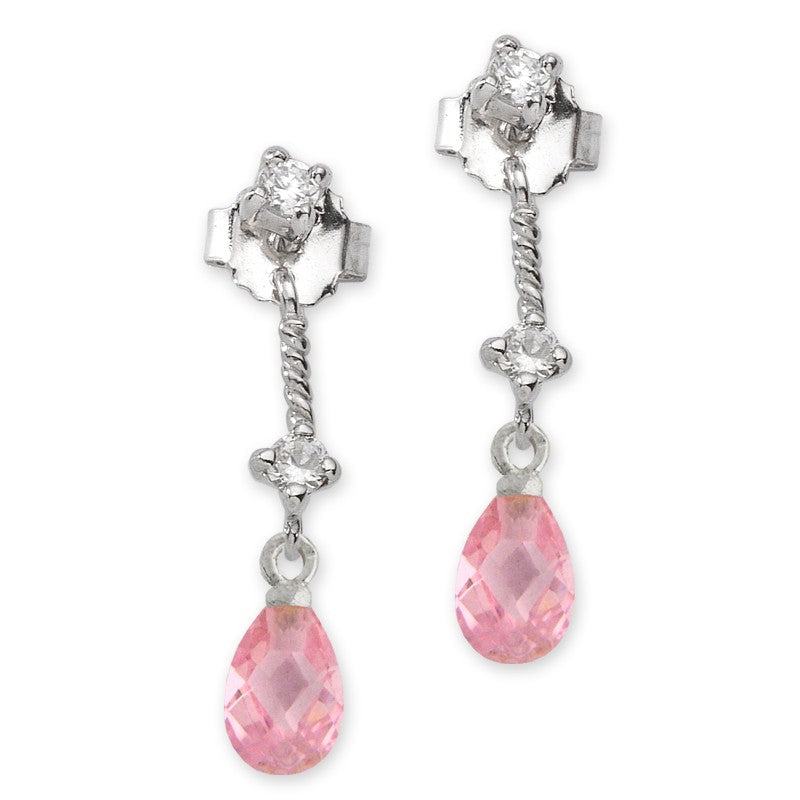 Briolet Pink Teardrop Cubic Zirconias Cioro Earrings
