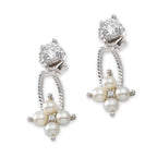 Pearls and Cubic Zirconia Cluster Cioro Earrings