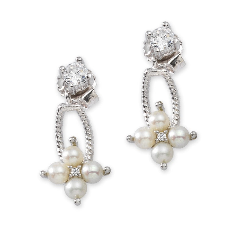 Pearls and Cubic Zirconia Cluster Cioro Earrings