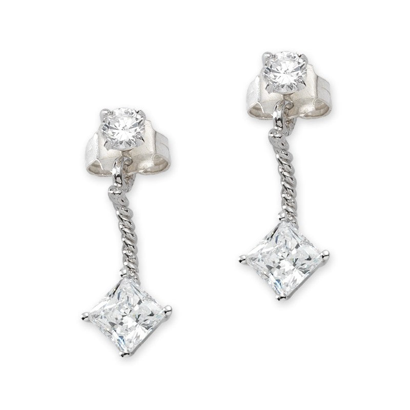 Princess CubicZirconia Drop Cioro Earrings