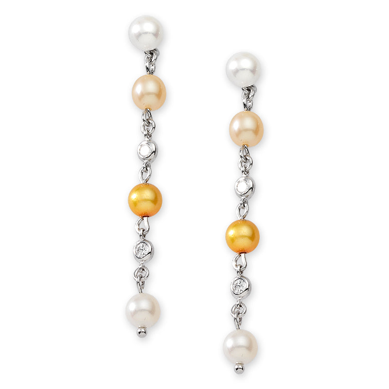 Silver Pearl and Cubic Zirconia Enhancer Earrings