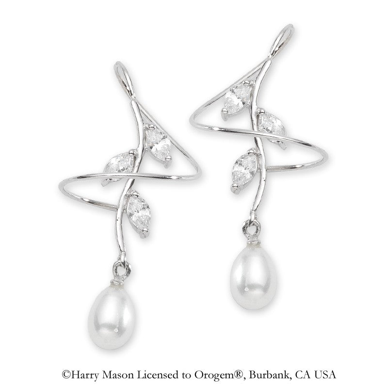 Cubic Zirconias and Pearls Earspirals Earrings
