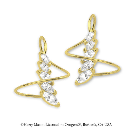  Earspirals Earrings Marquise Cubic Zirconias Gold over Silver