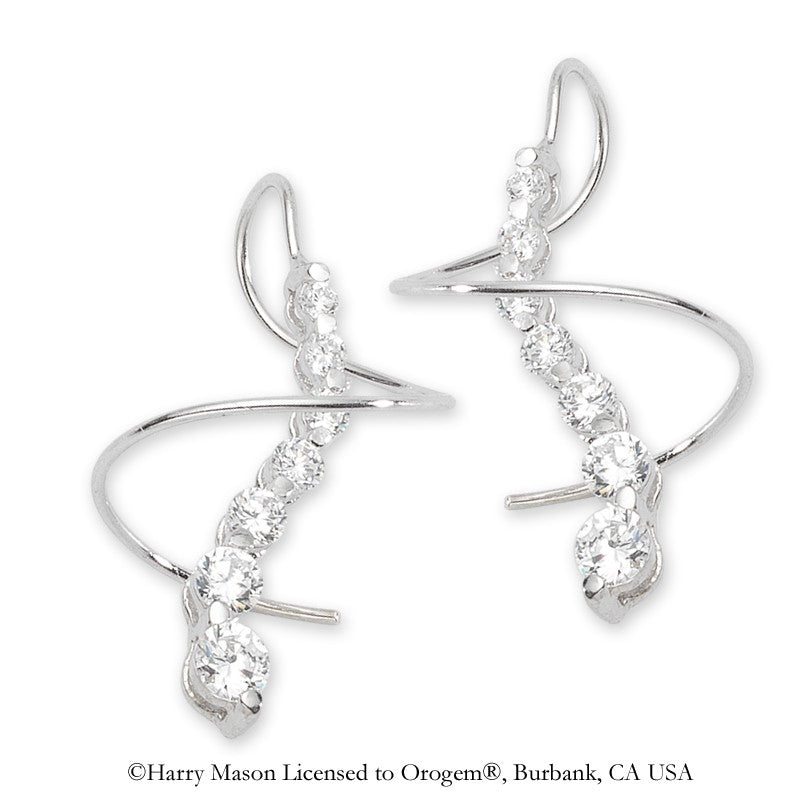 1.50 Carats Twt. Sterling SIlver  Graduating Cubic Zirconia Journey Earspirals Earrings