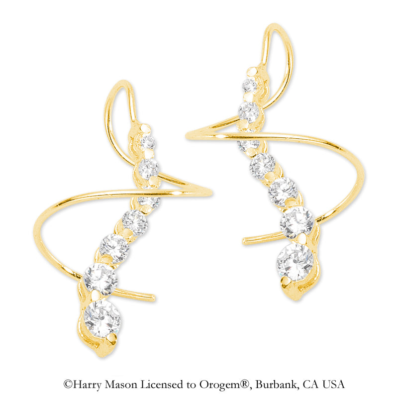 1.50 Carats Twt. Gold Over Silver Graduating Cubic Zirconia Journey Earspirals Earrings