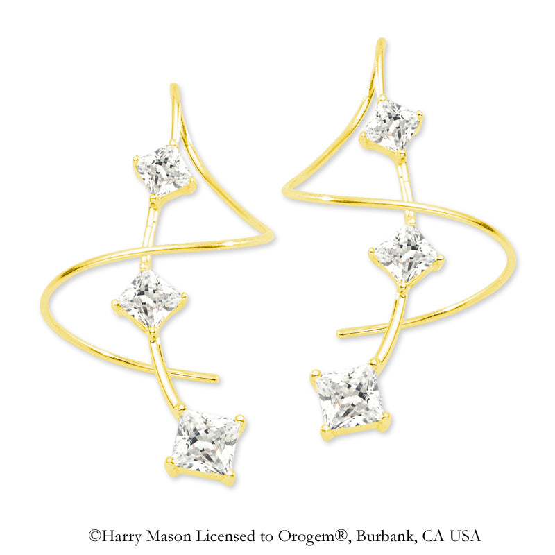 18k Gold Over Princess Cubic Zirconia Earspirals Earrings