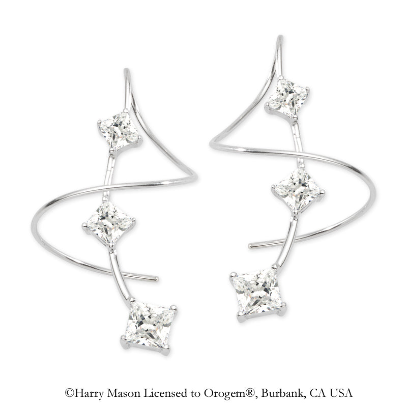 Sterling Silver Princess Cubic Zirconia Earspirals Earrings